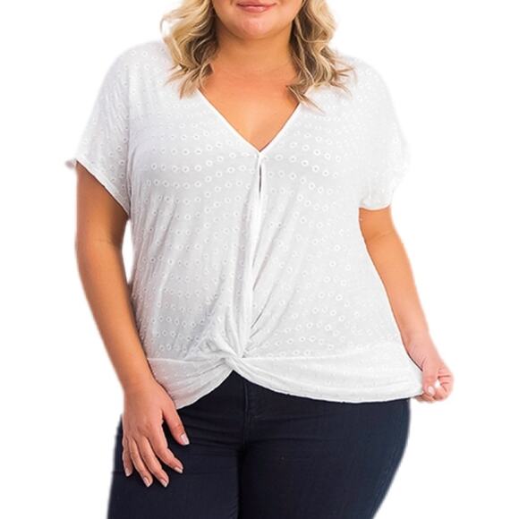 INC International Concepts Eyelet Twist-Front Top 0X - Picture 1 of 4